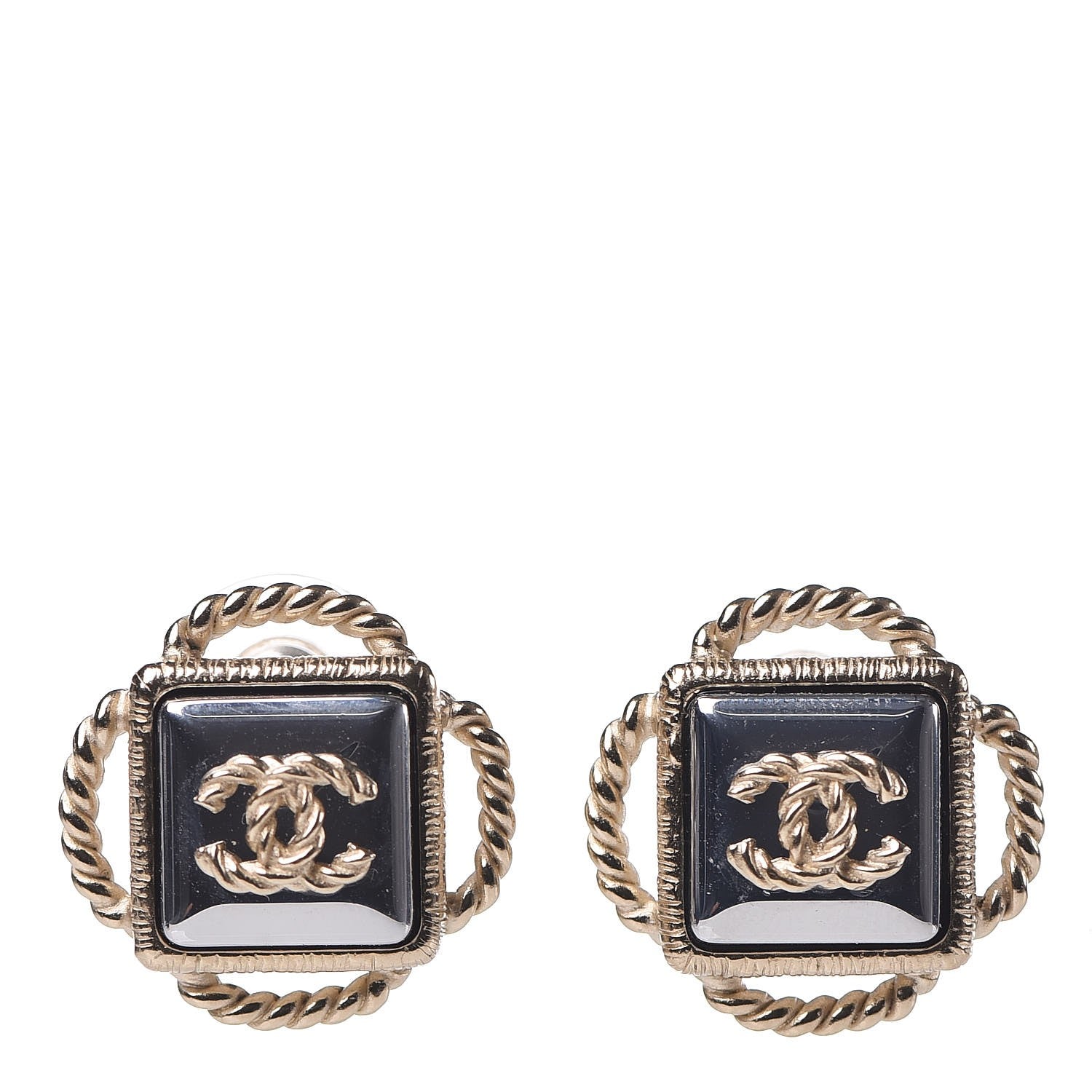 Chanel CC Rope Earrings Dark Grey Gold 1 of 4