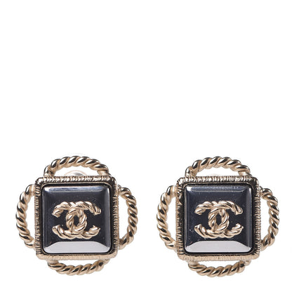 Chanel CC Rope Earrings Dark Grey Gold 1 of 4