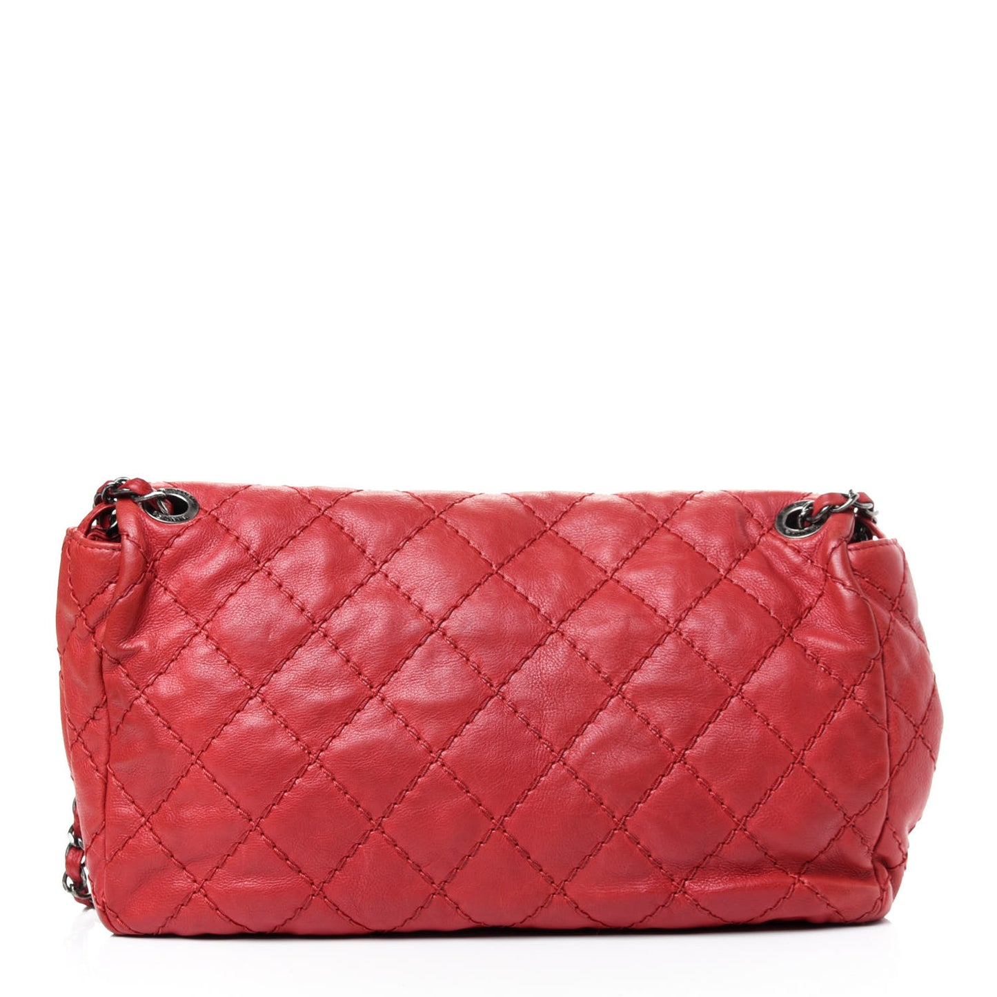 Grained Calfskin Medium Natural Beauty Flap Red