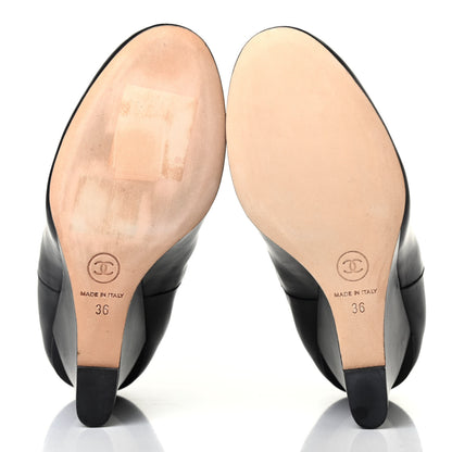Chanel Lambskin Pearl CC Ankle Boots 36 Black 4 of 4