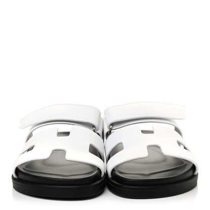 Hermes Calfskin Womens Chypre Sandals 36.5 White 2 of 8