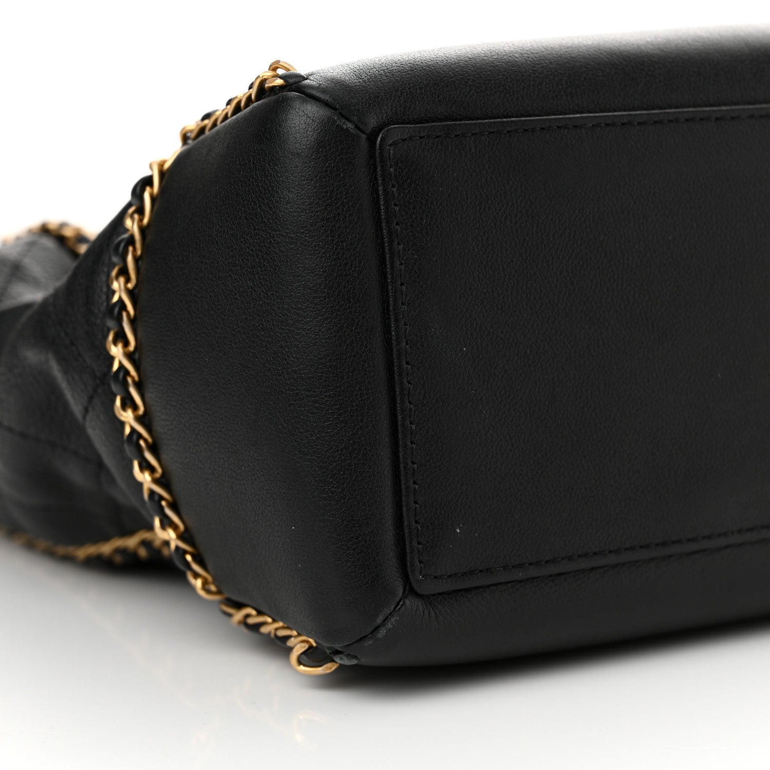 Chanel Calfskin Quilted Chain Lines Shopping Tote Black 9 of 12
