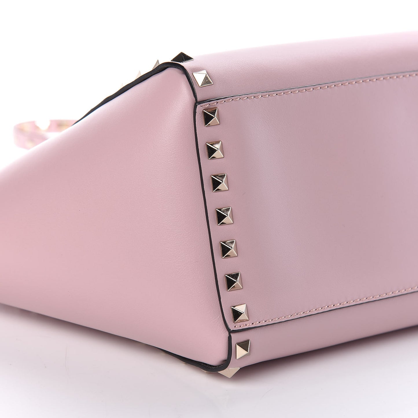 Vitello Small Rockstud Double Handle Tote Water Rose