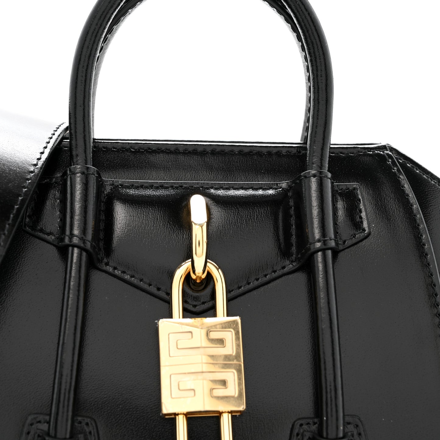 Box Calfskin Mini Lock Antigona Shoulder Bag Black