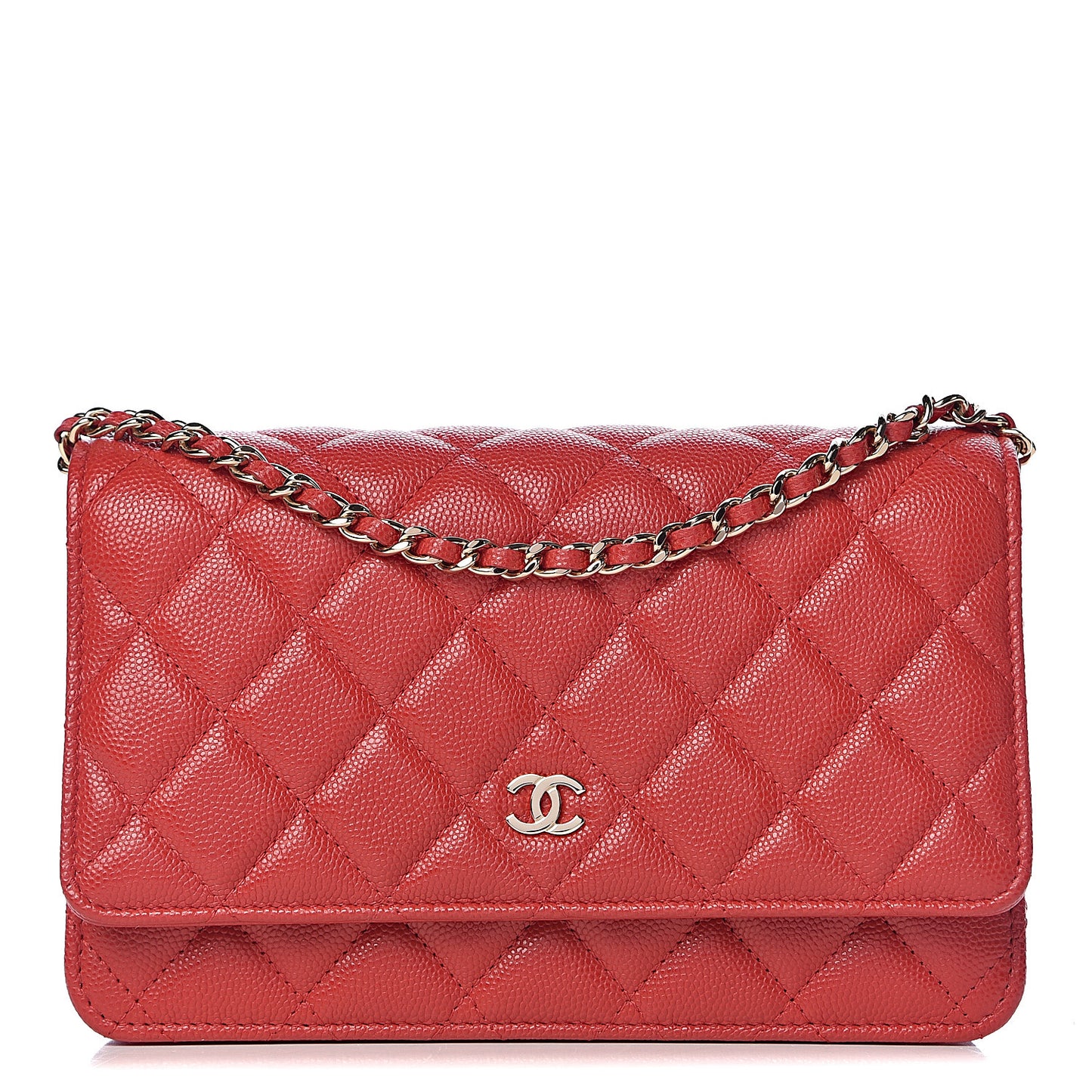Caviar Quilted Wallet on Chain WOC Red
