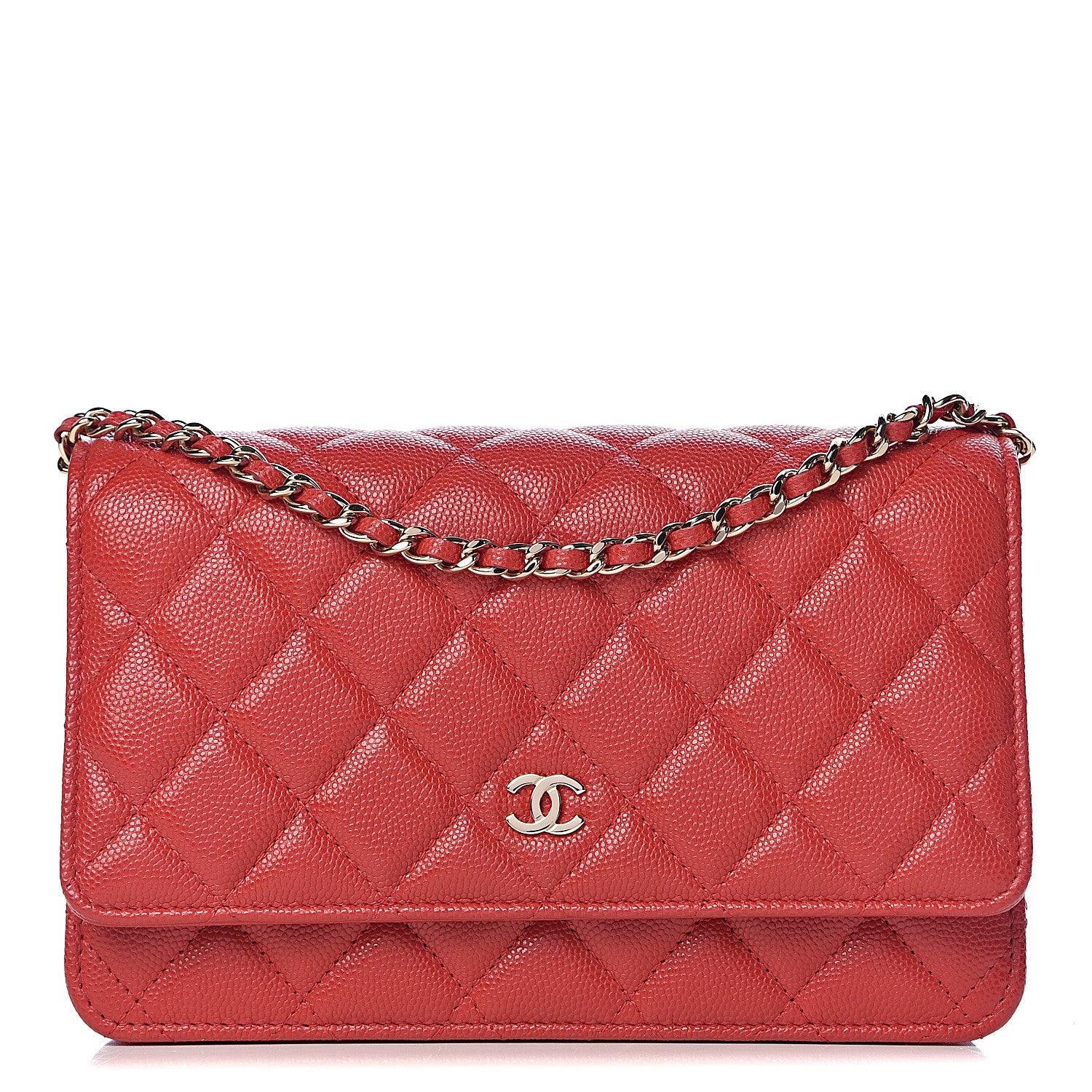 Chanel Caviar Quilted Wallet on Chain WOC Red 1 of 12