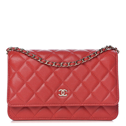 Chanel Caviar Quilted Wallet on Chain WOC Red 1 of 12