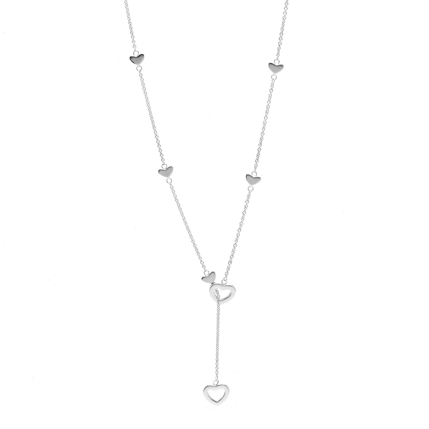 Sterling Silver Heart Lariat Necklace