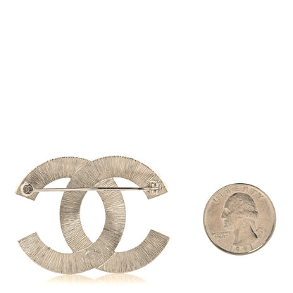 Chanel Metal Crystal Baguette CC Brooch Silver 2 of 4