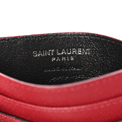 Saint Laurent Grain De Poudre Matelasse Chevron Monogram Credit Card Case Palissandre 6 of 9