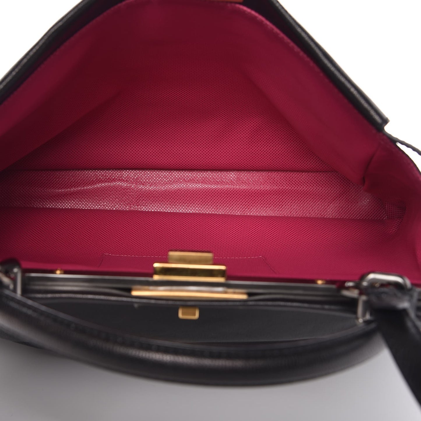Goatskin Large Peekaboo Iconic Satchel Black Lampone
