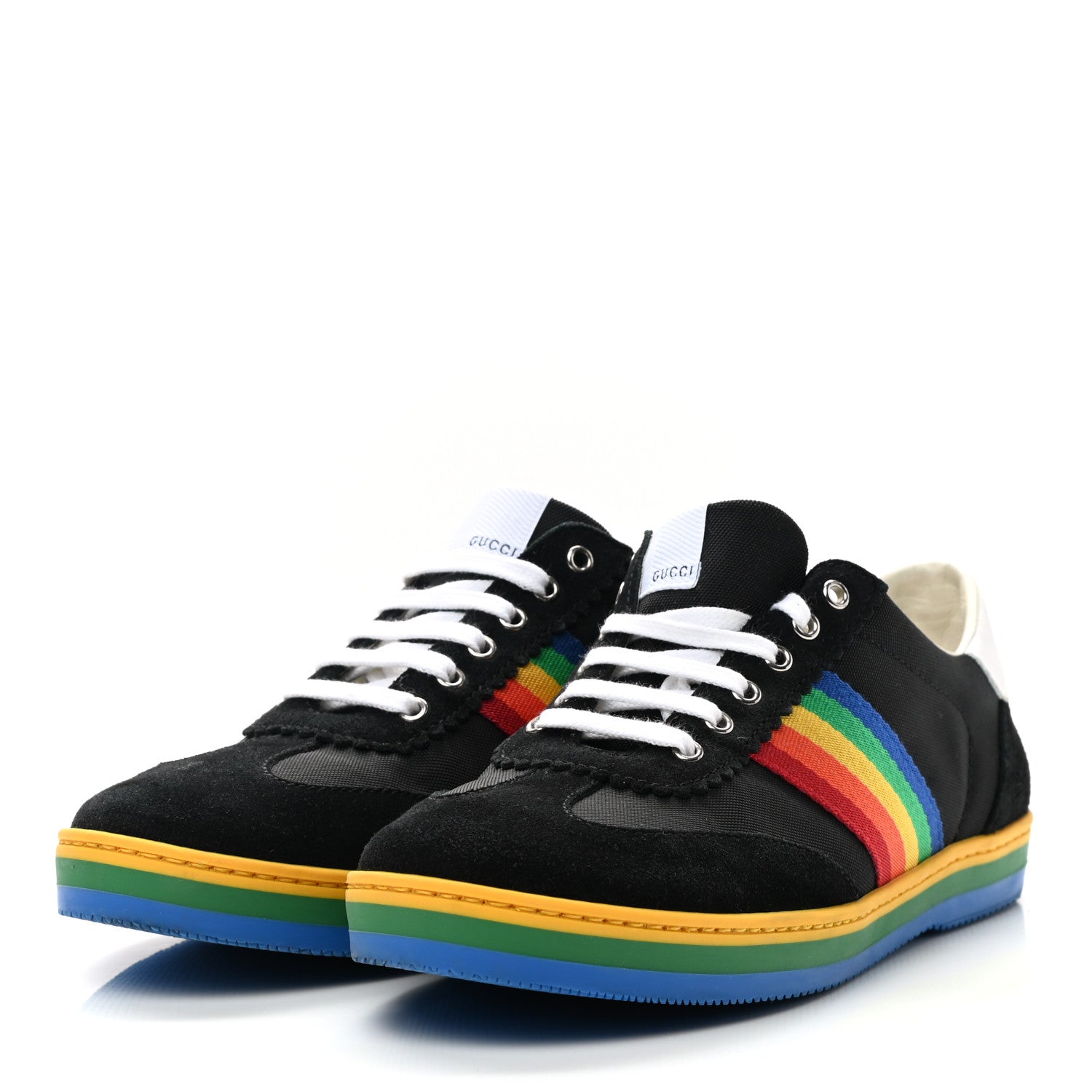 Gucci Suede Rainbow Womens G74 Sneakers 36 Black 3 of 8