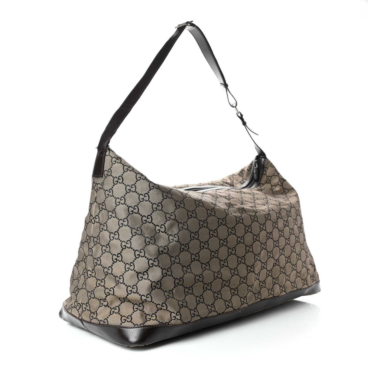 Gucci Nylon Monogram Travel Hobo Beige Brown 2 of 4