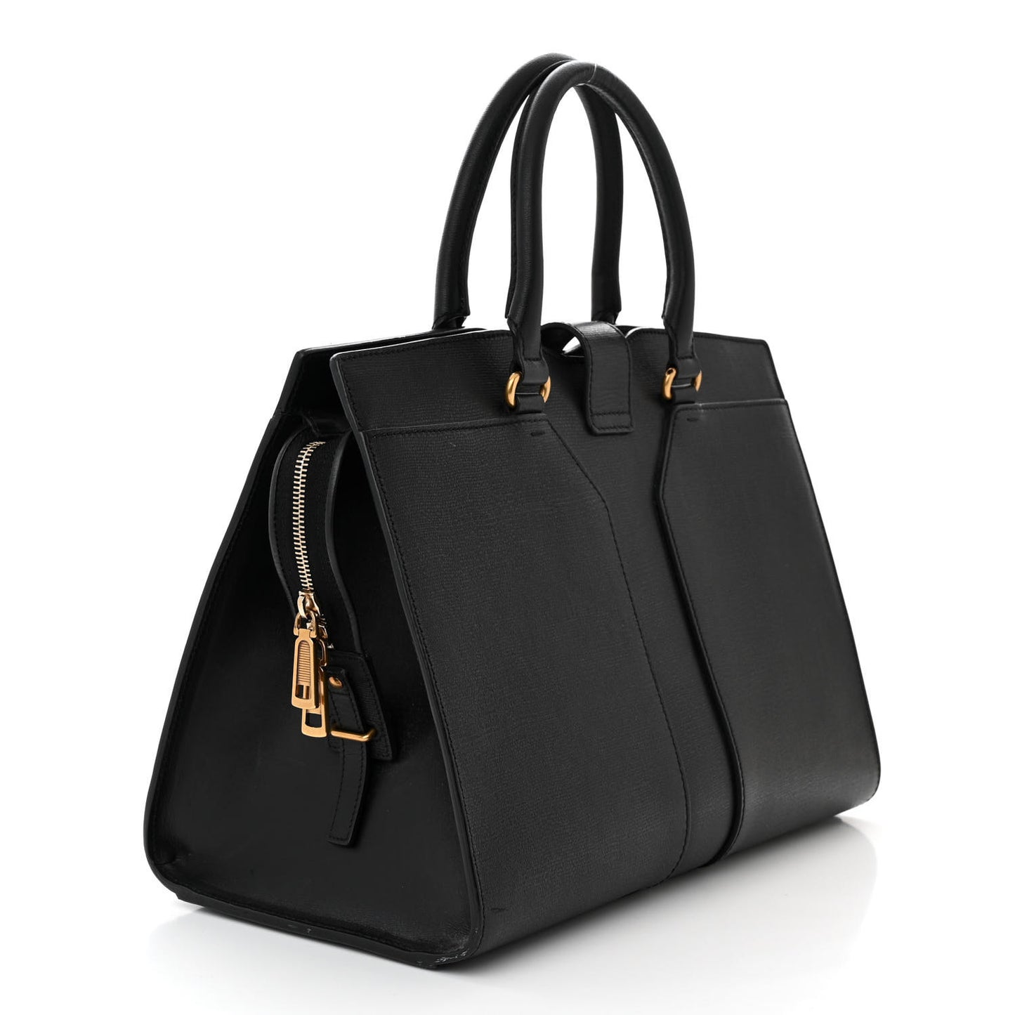 Textured Calfskin Medium Cabas ChYc Black