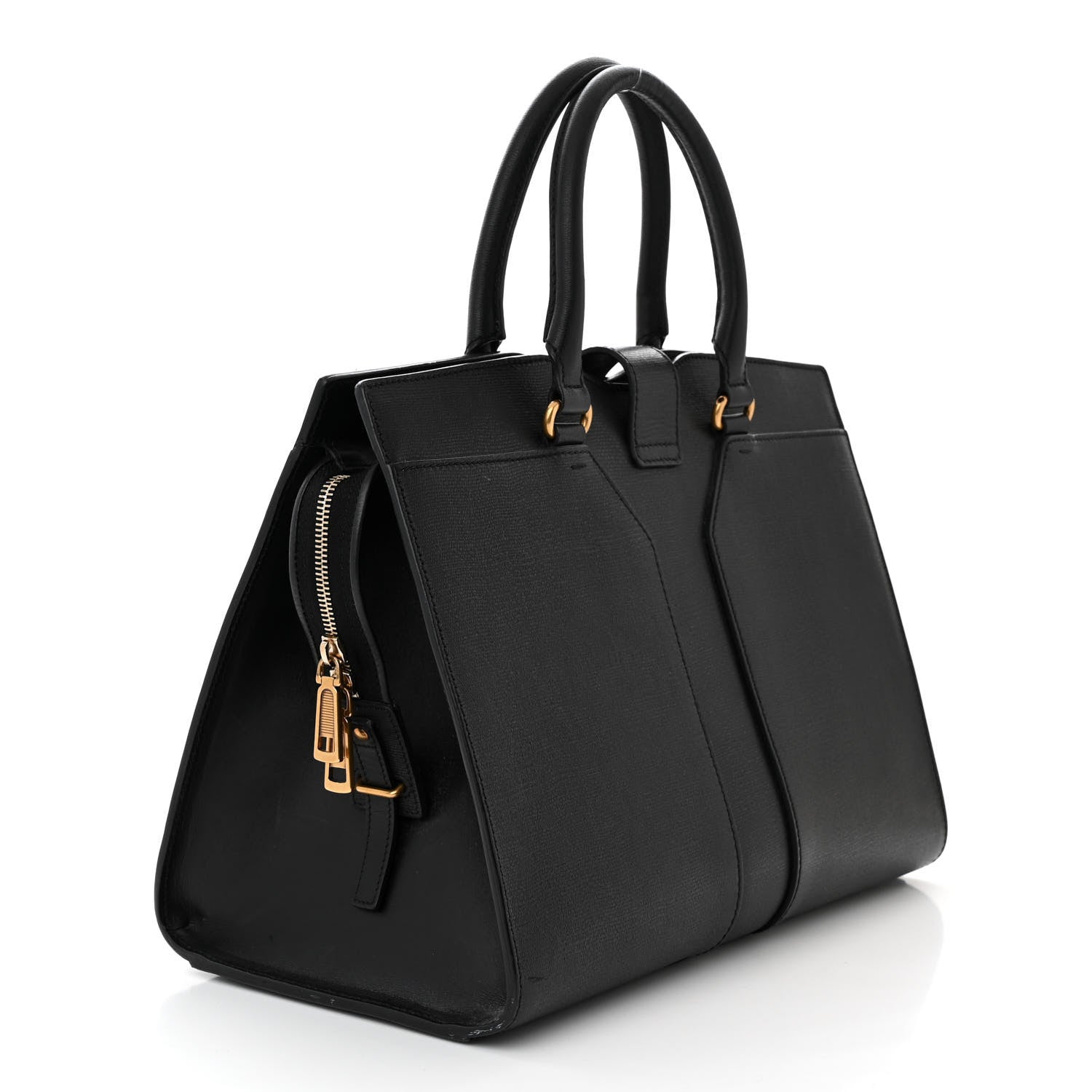 Saint Laurent Textured Calfskin Medium Cabas ChYc Black 3 of 11
