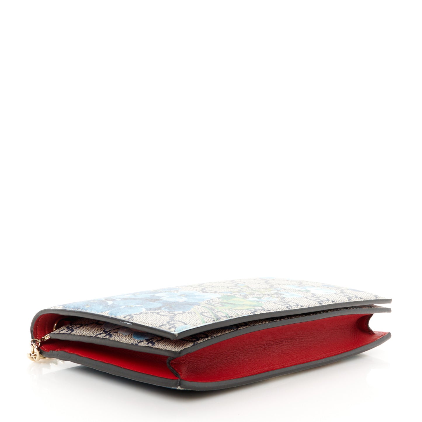 GG Supreme Monogram Blooms Chain Wallet Blue