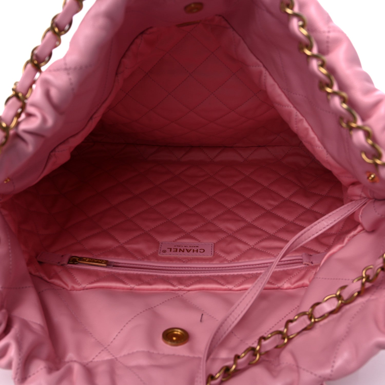 Chanel Shiny Calfskin Quilted Chanel 22 Drawstring Bag Light Pink 6 of 11