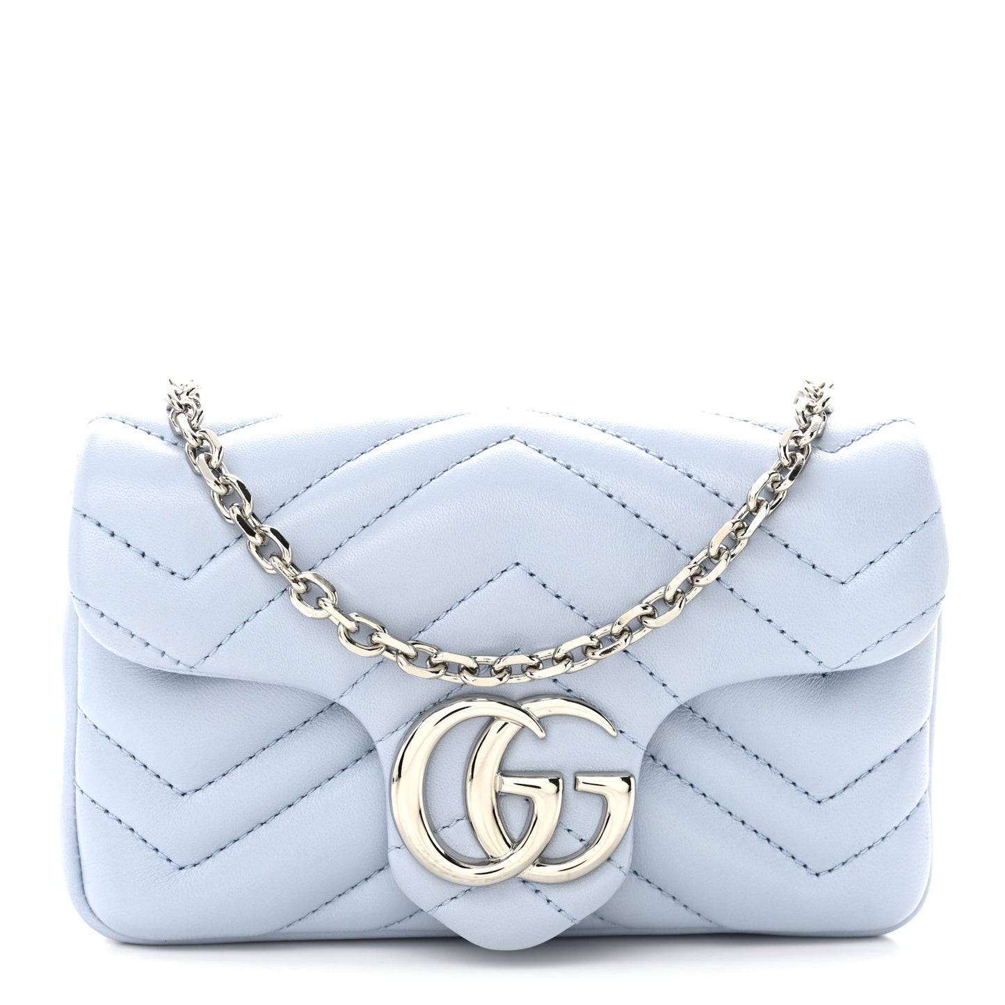 Lambskin Matelasse Mini GG Marmont Shoulder Bag Porcelain Light Blue