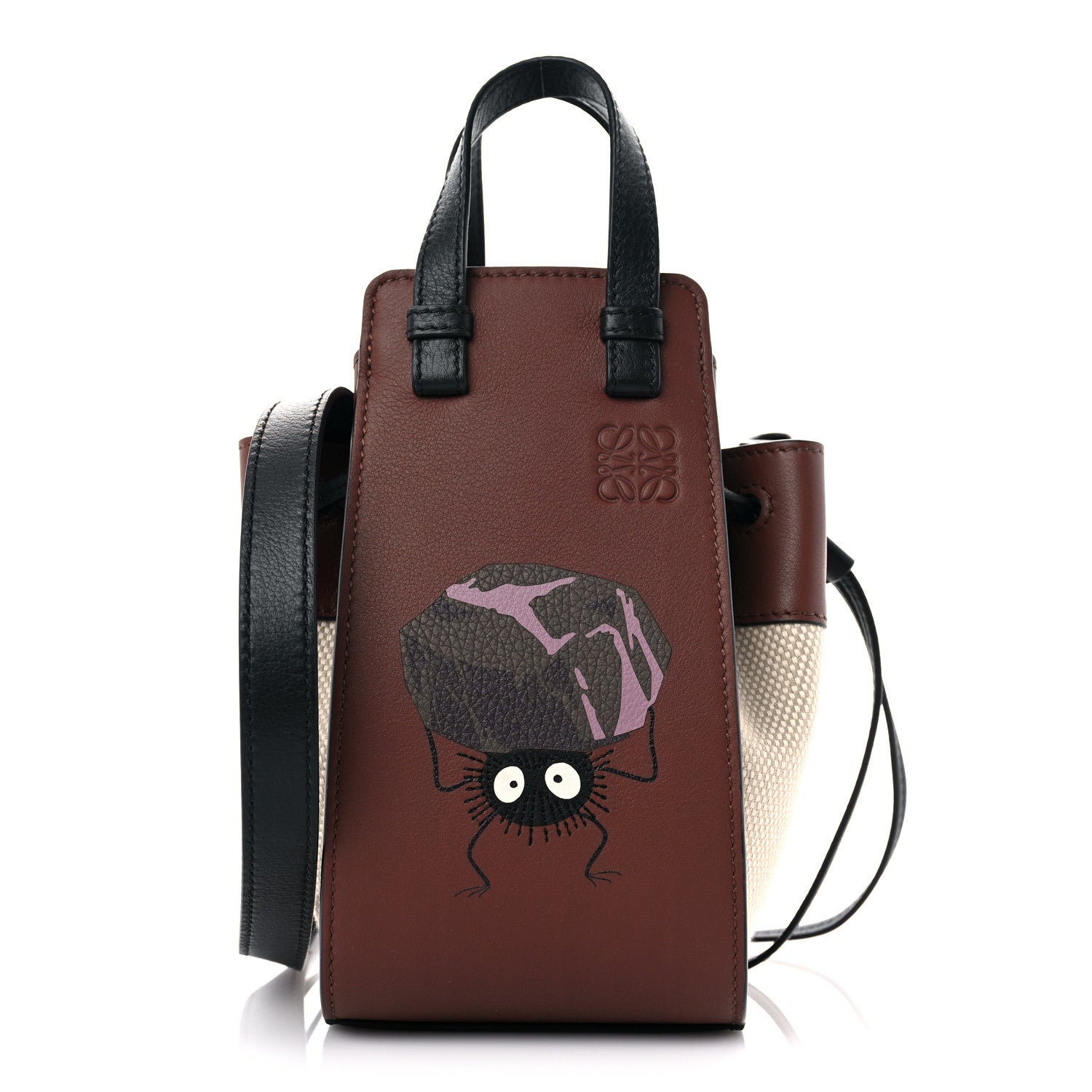 Loewe X Spirited Away Calfskin Textile Susuwatari Mini Hammock Shoulder Bag Havane Ecru 2 of 13