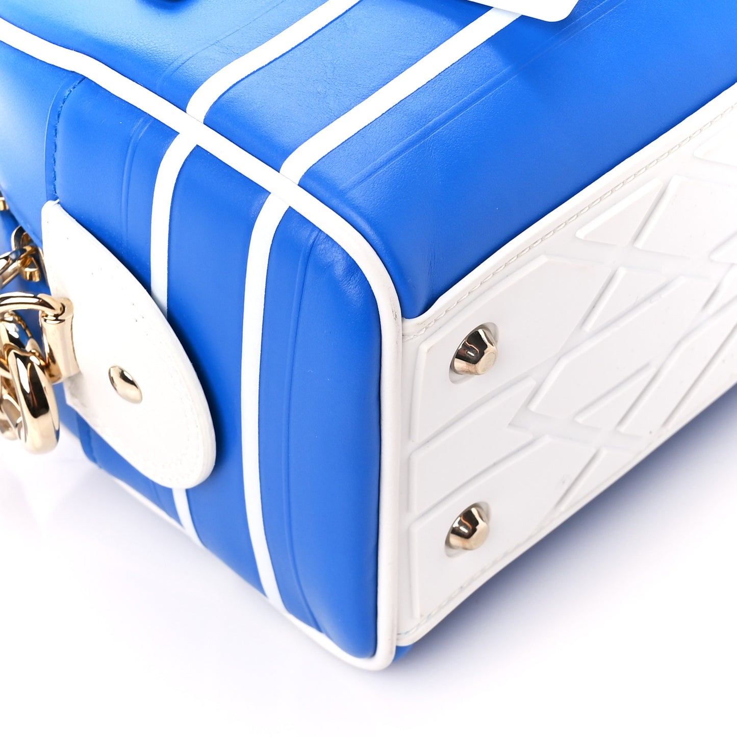 Calfskin Small Dior Vibe Zip Bowling Bag Blue