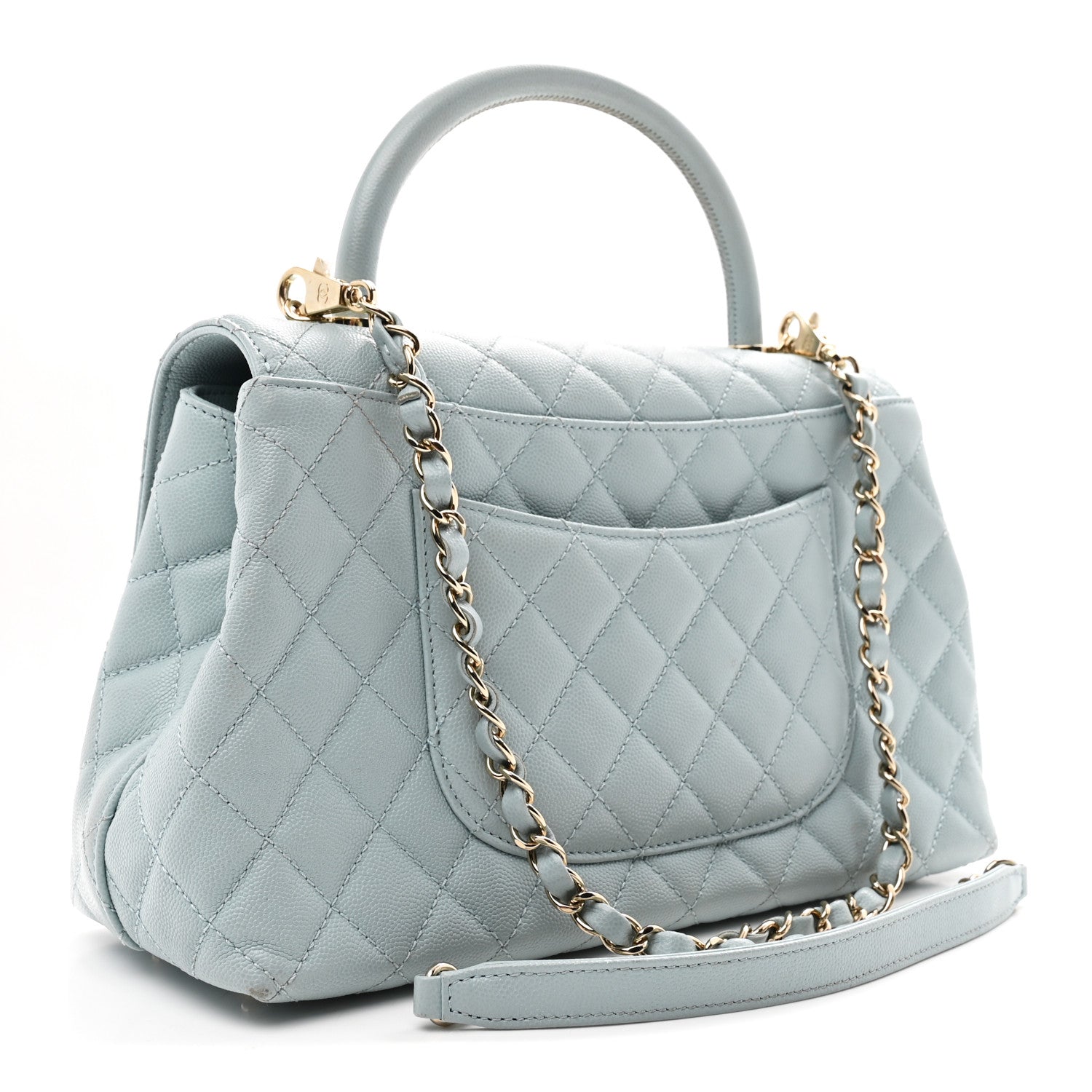 Chanel Caviar Quilted Small Coco Handle Flap Light Blue 2 of 9