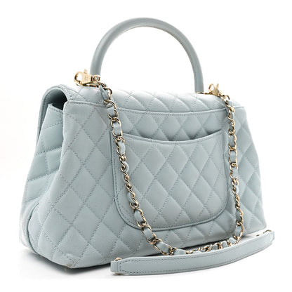Chanel Caviar Quilted Small Coco Handle Flap Light Blue 2 of 9
