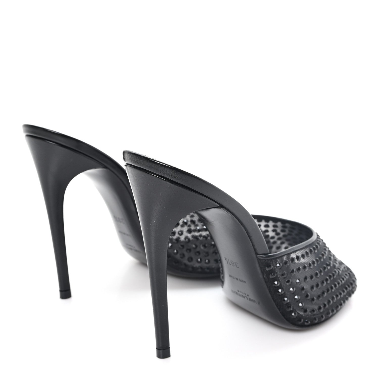 Saint Laurent Tulle Strass Gippy 110 Mule Sandals 38.5 Black 5 of 8