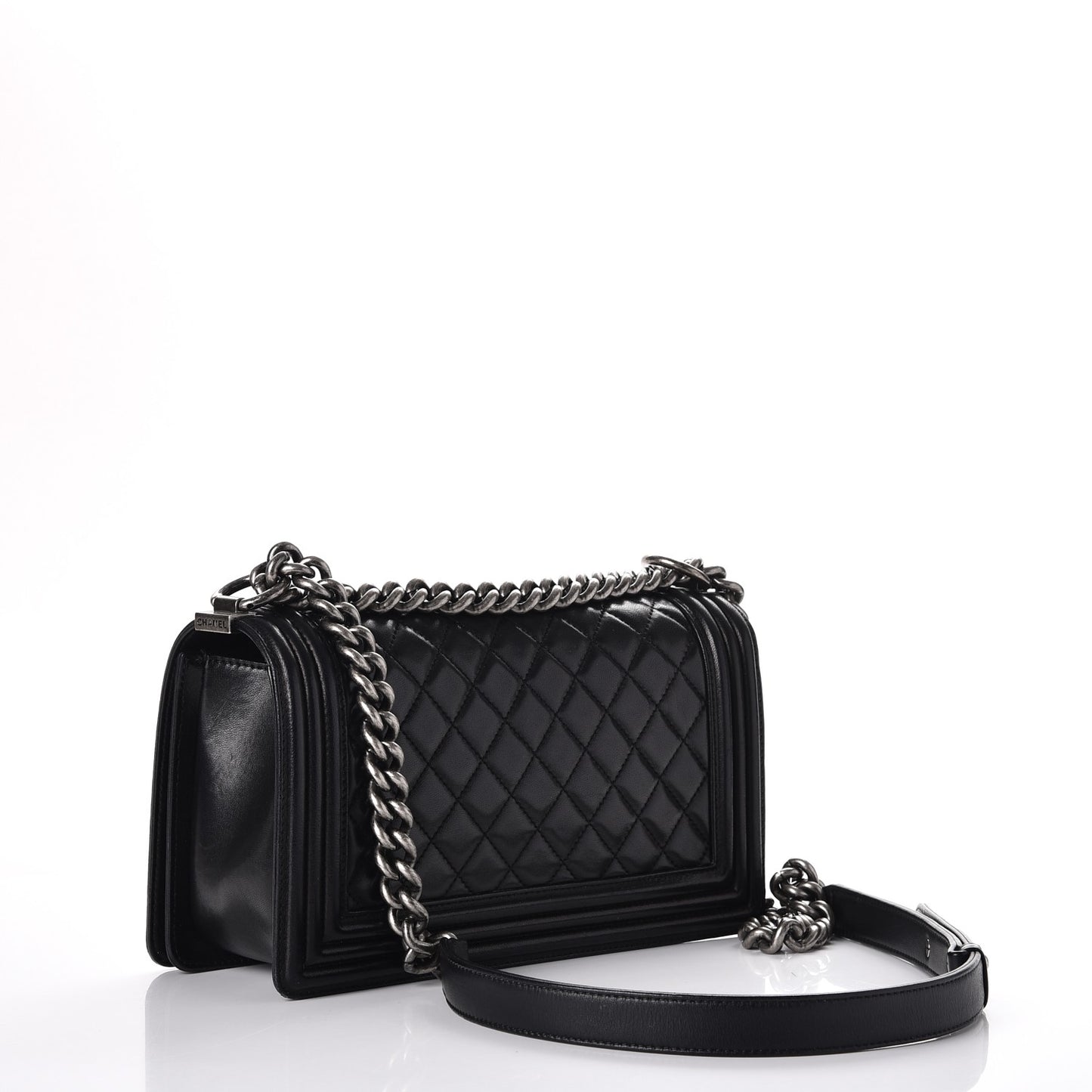 Lambskin Quilted Medium Boy Flap Black