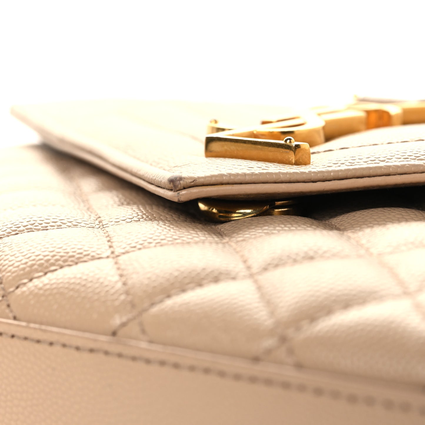 Grain De Poudre Textured Mixed Matelasse Triquilt Small Monogram Satchel Dark Beige