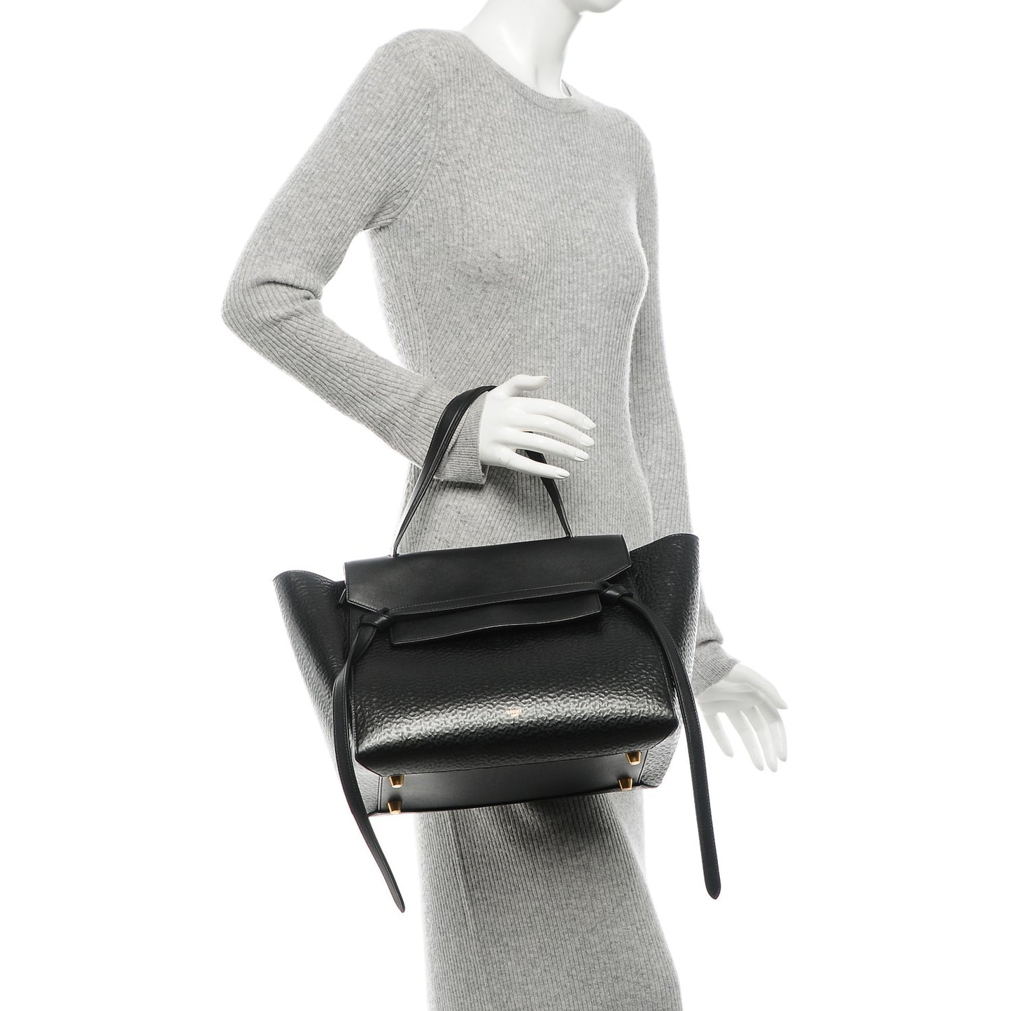 Calfskin Astrakhan Embossed Small Belt Bag Black