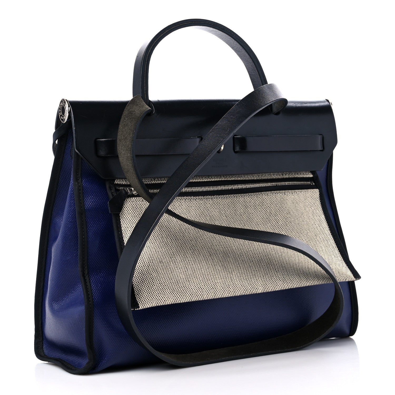 Hermes Toile H Berline Vache Hunter Herbag Zip PM 31 Bleu Saphir Black 4 of 15