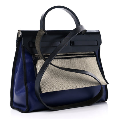 Hermes Toile H Berline Vache Hunter Herbag Zip PM 31 Bleu Saphir Black 4 of 15