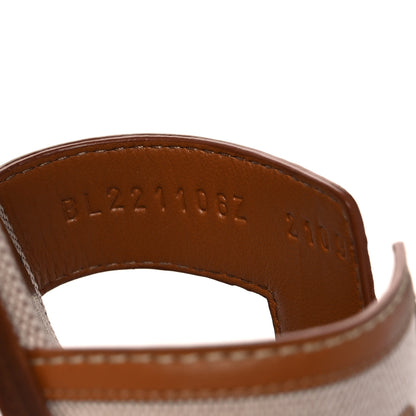Hermes Calfskin Canvas Oran Sandals 41 Noisette Beige Dore 8 of 10