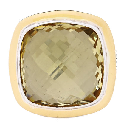 David Yurman Sterling Silver 18K Yellow Gold Champagne Citrine 18mm Albion Statement Ring 54 7 1 of 5