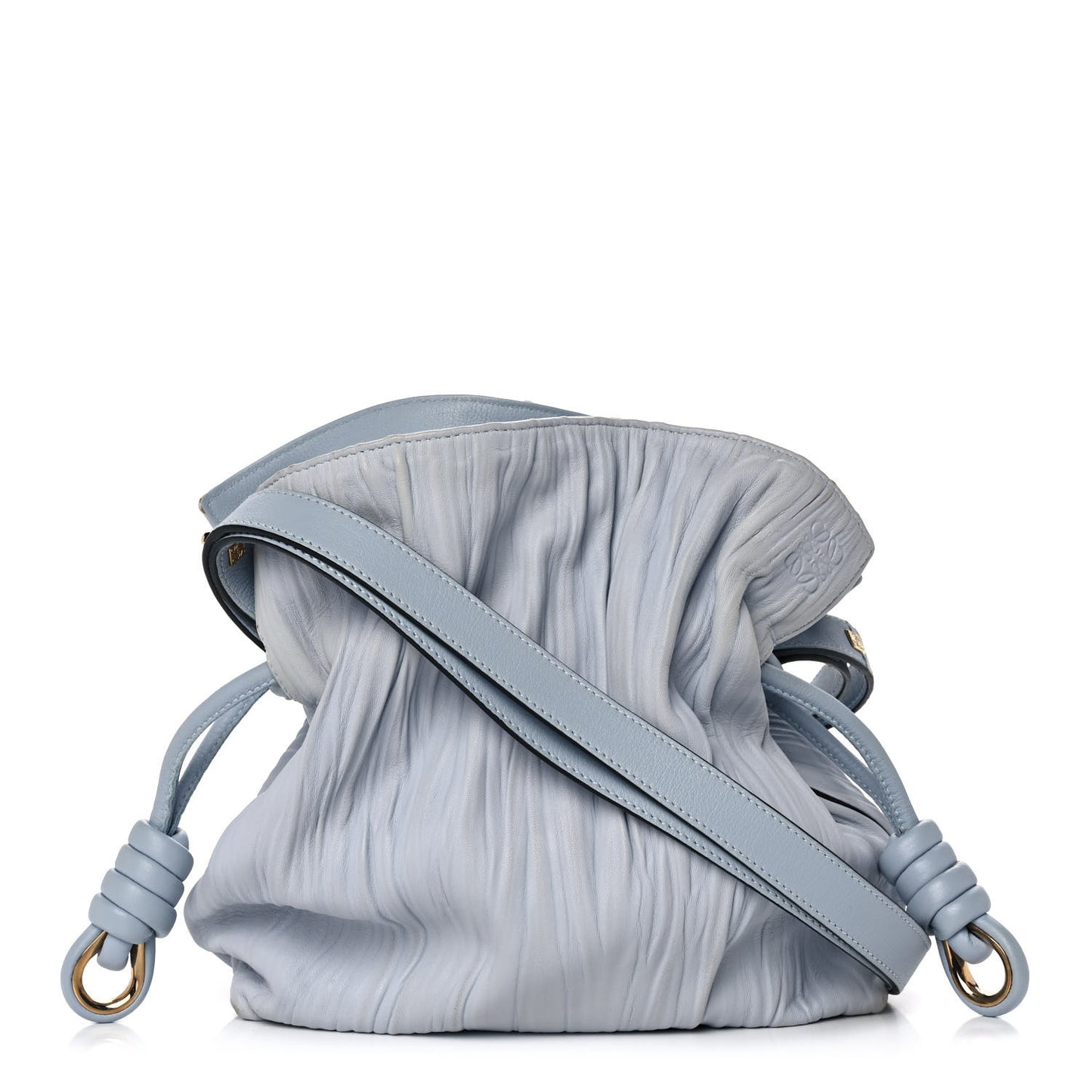 Crinkled Nappa Small Flamenco Knot Shoulder Bag Light Blue