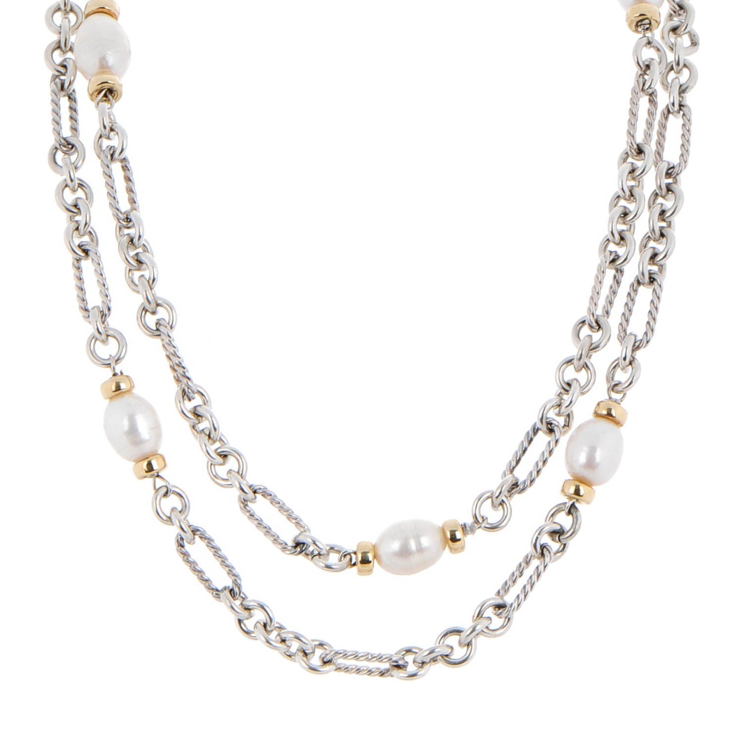 Sterling Silver 18K Yellow Gold 10mm Pearl Copella Necklace