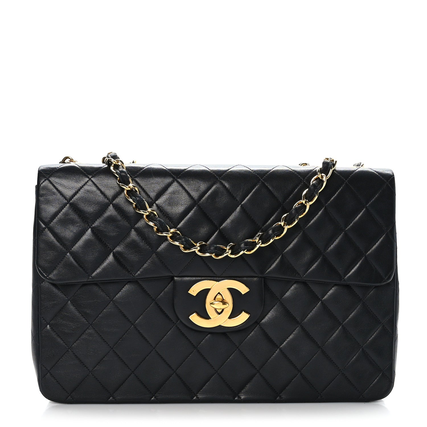 Chanel Lambskin Quilted XL Jumbo Single Flap Black 1 of 10