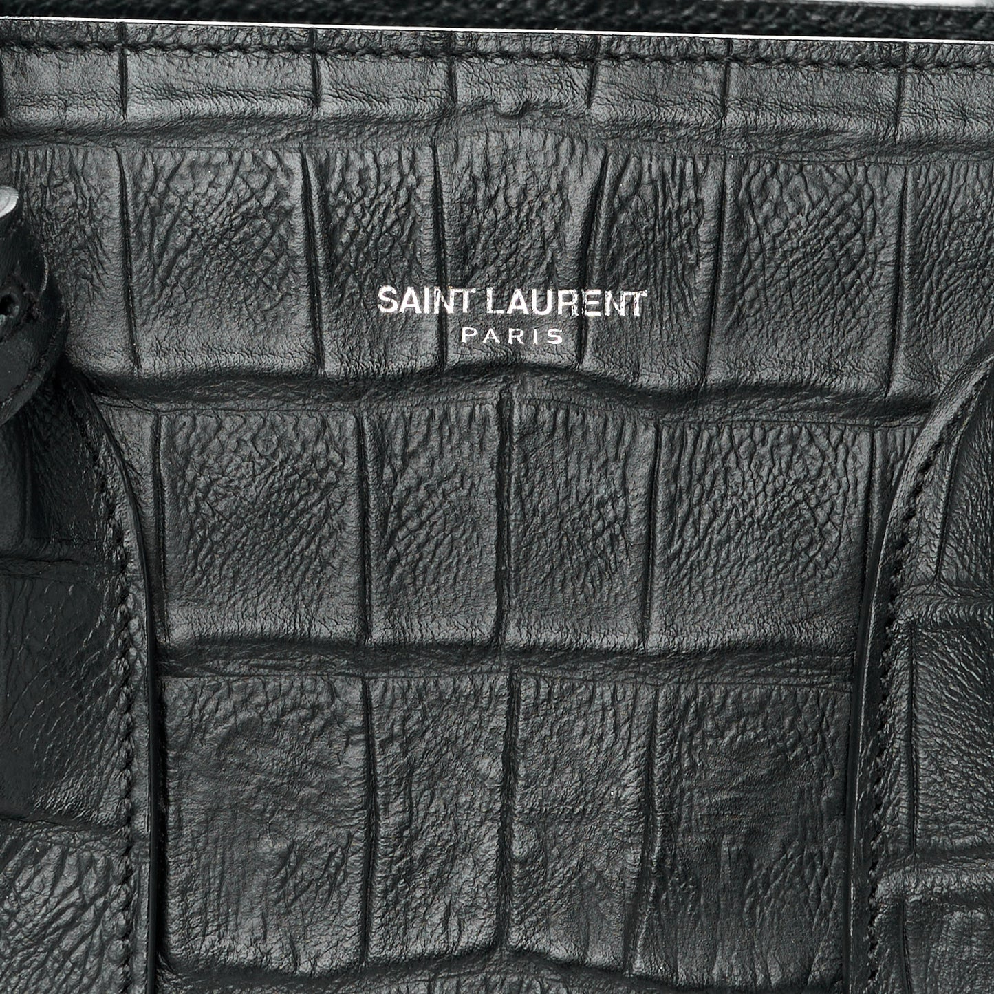Calfskin Crocodile Embossed Small Supple Sac de Jour Black