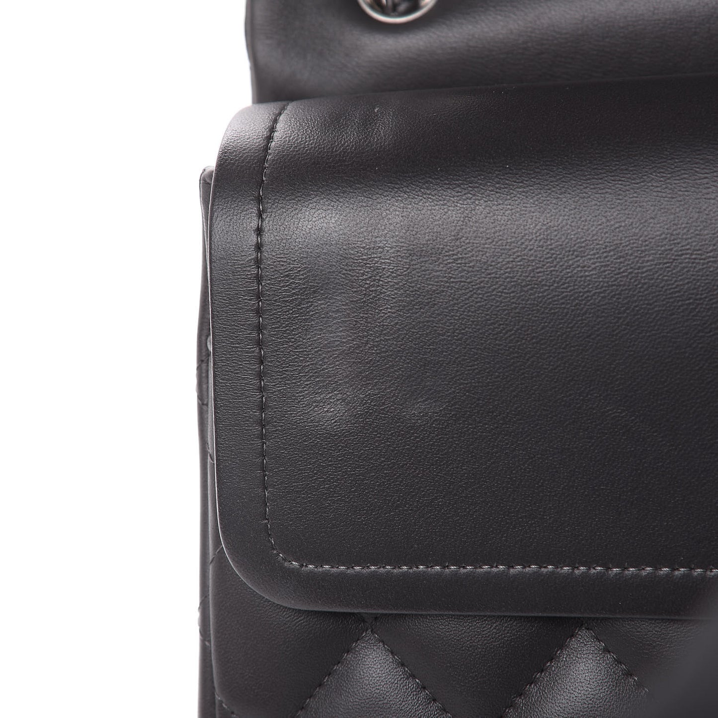 Lambskin Quilted Jumbo Double Flap Dark Grey