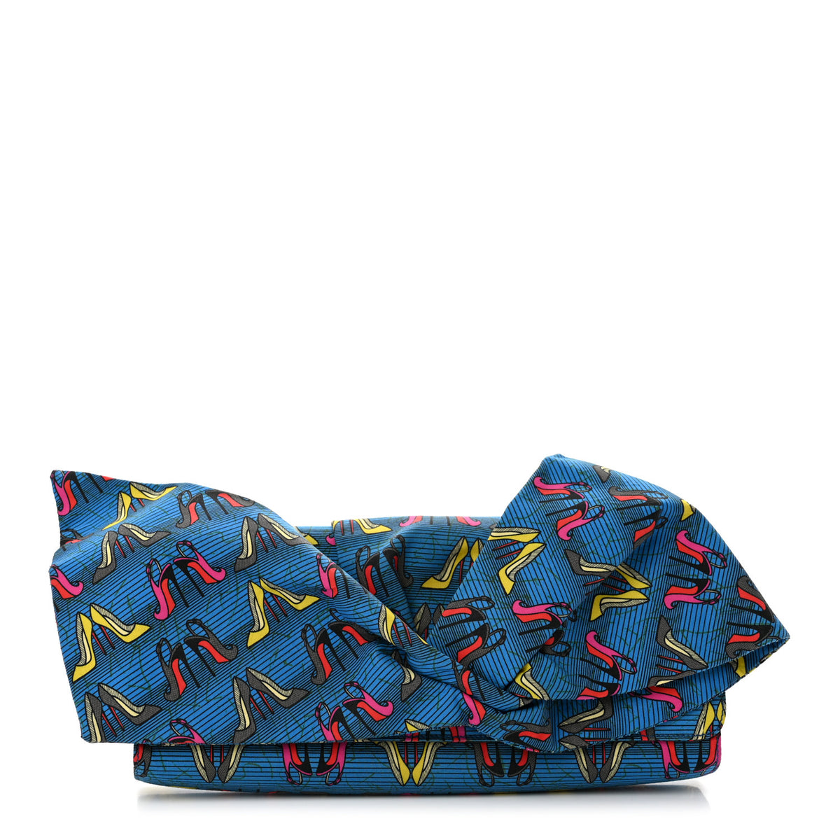 Christian Louboutin Cotton Canvas Afri Loubi Print Loubibow Clutch Blue 1 of 10