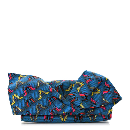 Christian Louboutin Cotton Canvas Afri Loubi Print Loubibow Clutch Blue 1 of 10