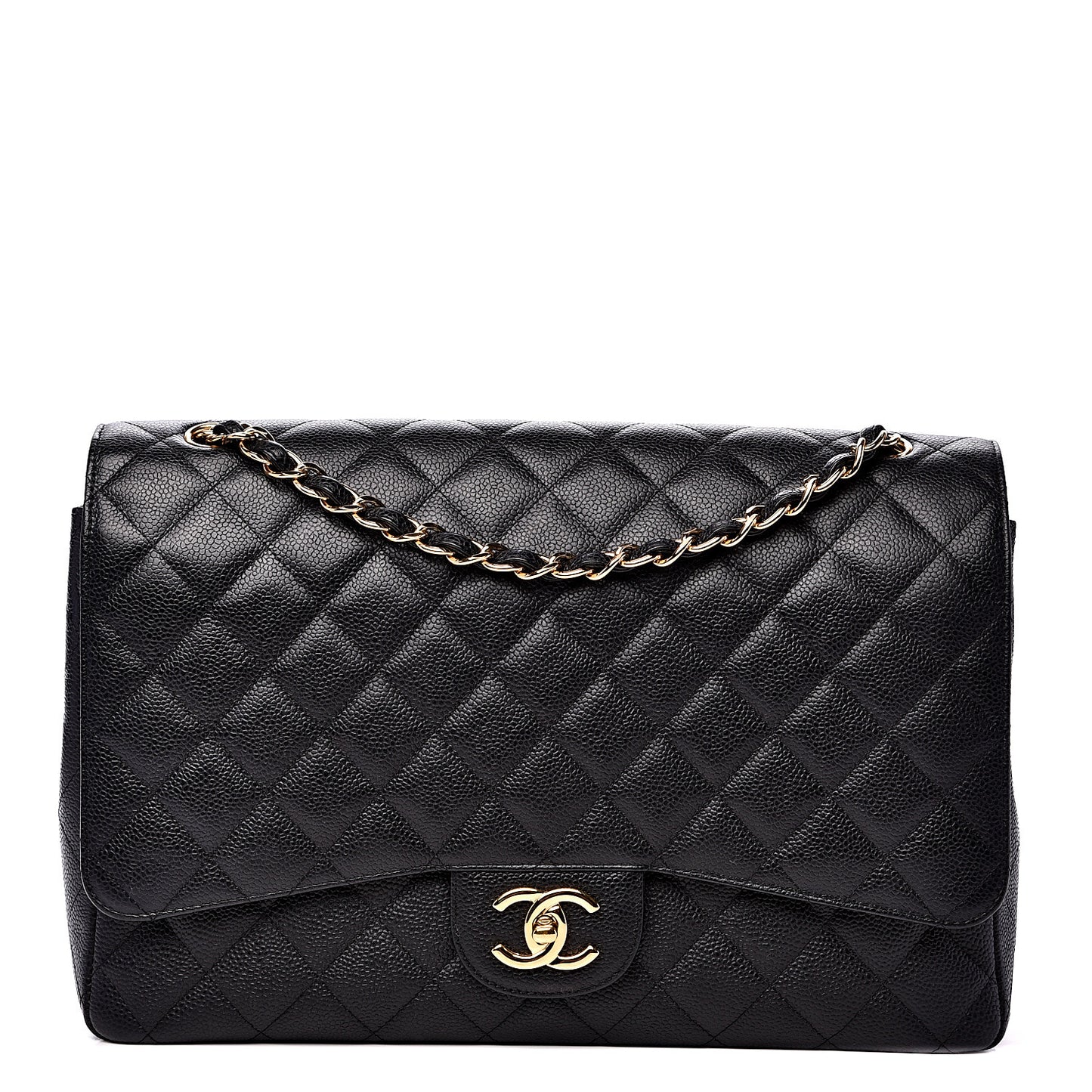 Caviar Quilted Maxi Double Flap Black