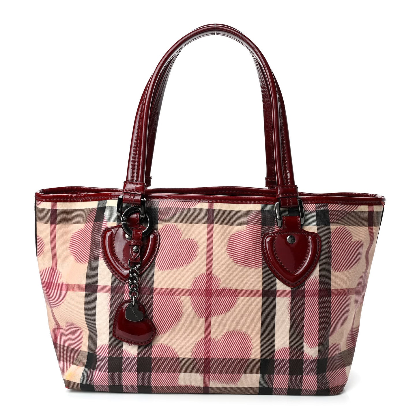 Nova Check Heart Small Gracie Tote Berry Red