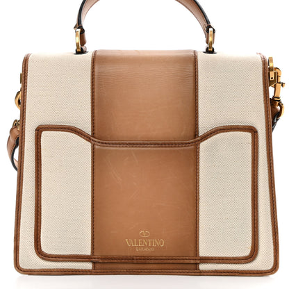 Valentino Garavani Calfskin Canvas Colorblock Crossbody Bag Natural 12 of 12