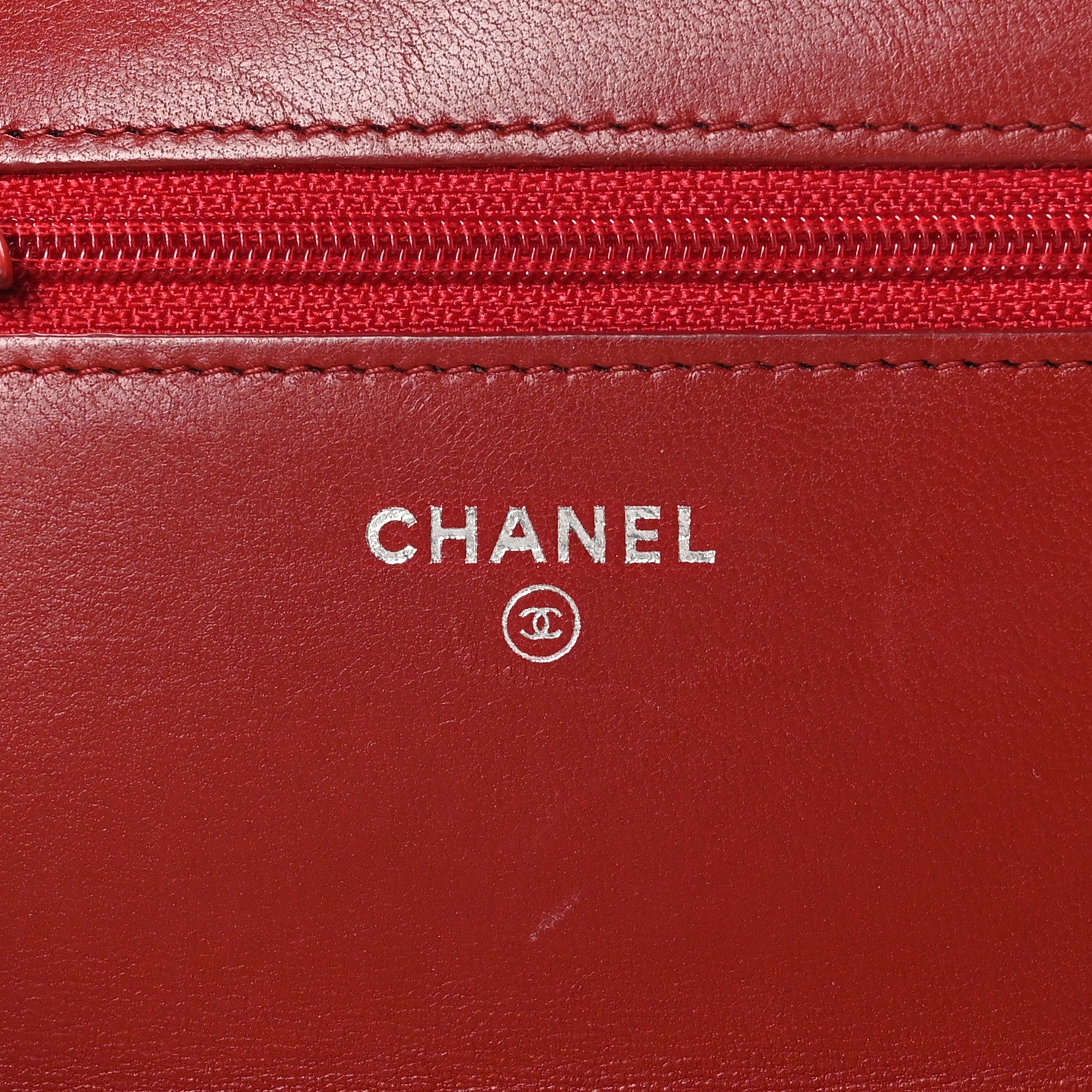 Chanel Lambskin Quilted Wallet On Chain WOC Red 7 of 11