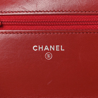 Chanel Lambskin Quilted Wallet On Chain WOC Red 7 of 11