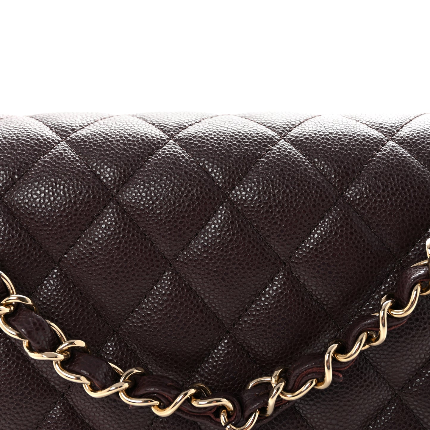 Caviar Quilted Medium Double Flap Dark Brown