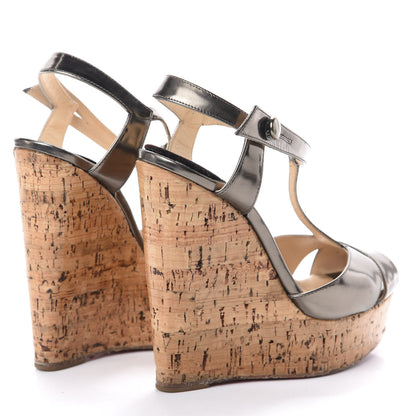 Christian Louboutin Specchio Calficork Marina Liege 140 Wedge Sandals 35.5 Pewter 4 of 7