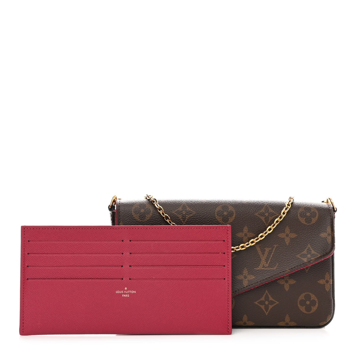 Monogram Pochette Felicie Chain Wallet Fuchsia