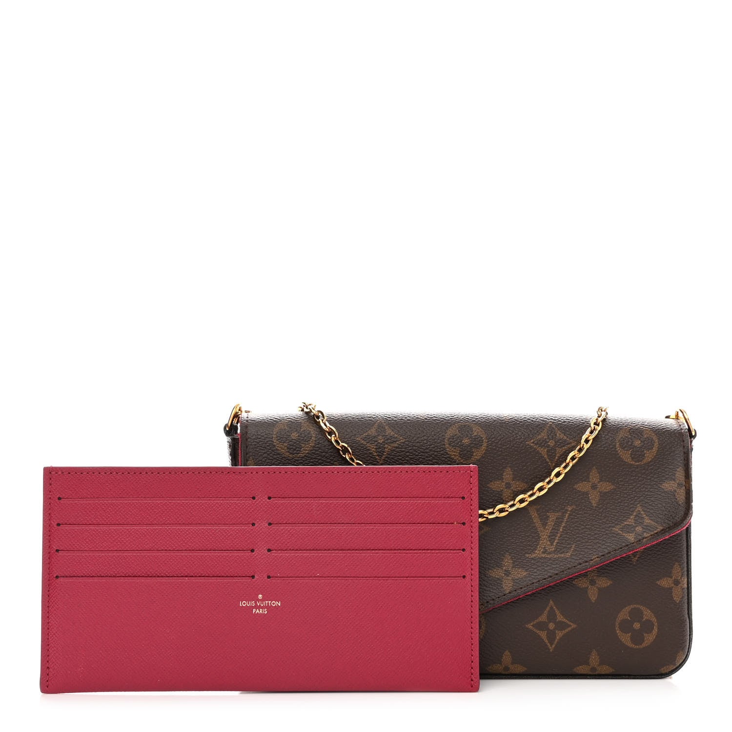 Louis Vuitton Monogram Pochette Felicie Chain Wallet Fuchsia 1 of 14